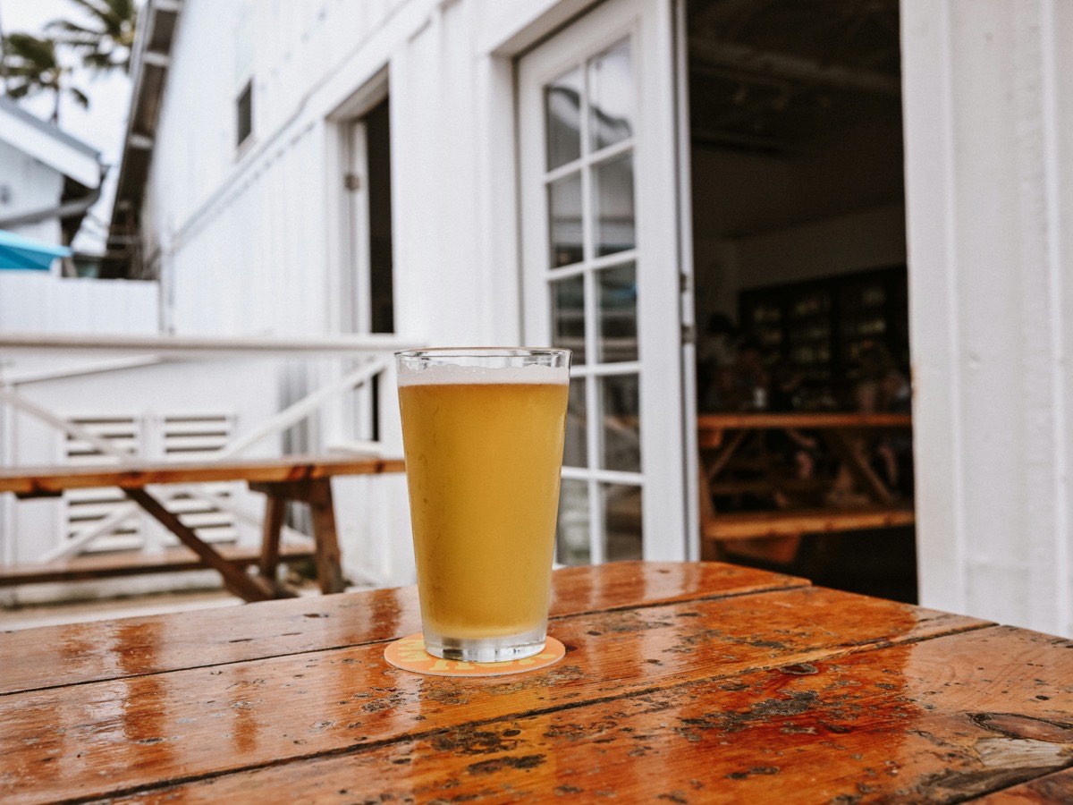 A cold pint on the clubhouse patio